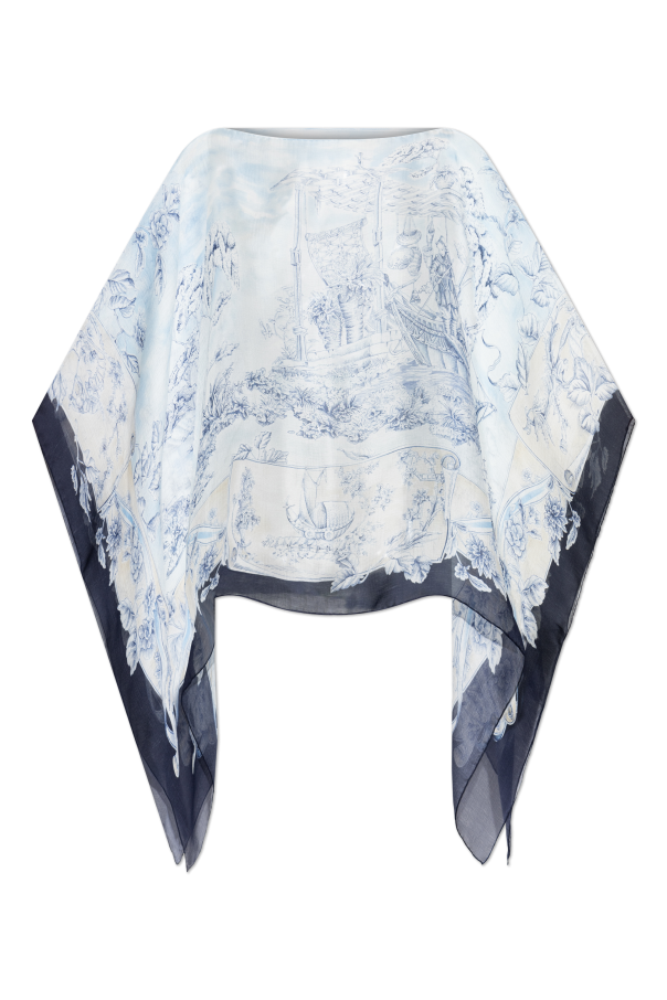 Silk poncho with floral motif od FERRAGAMO