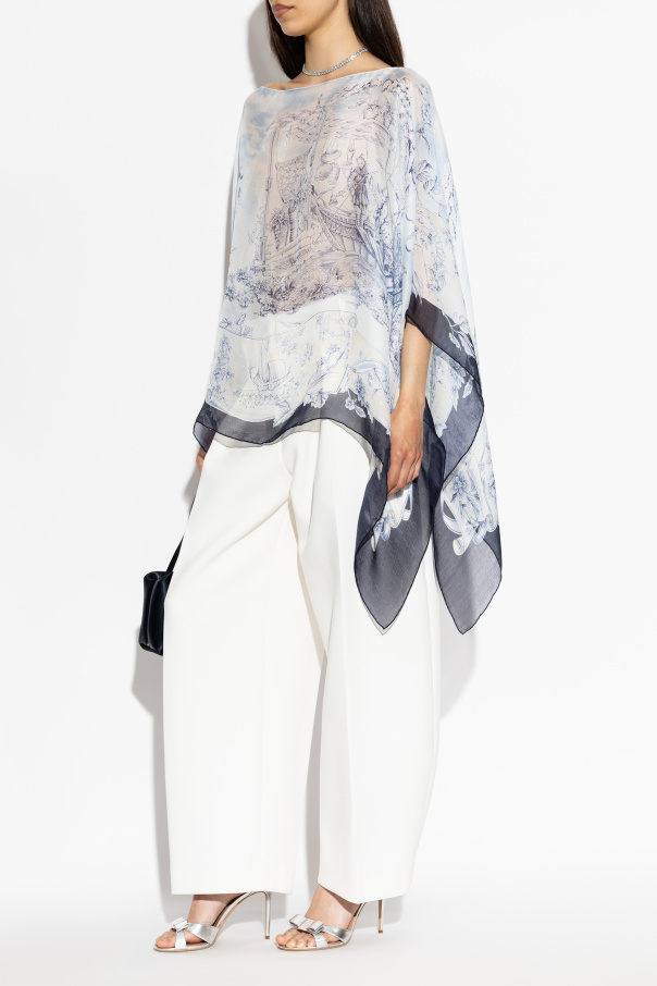 FERRAGAMO Poncho de seda com motivo floral