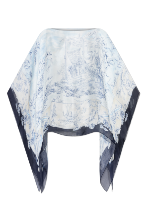 Silk poncho with floral motif