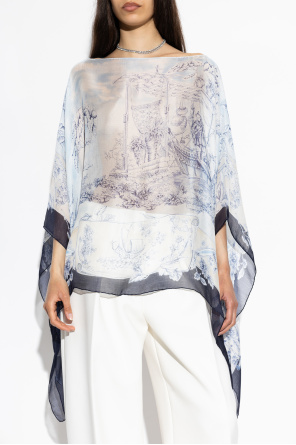 FERRAGAMO Poncho de seda com motivo floral