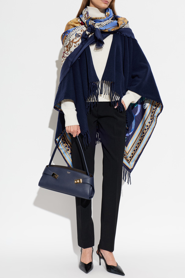 FERRAGAMO Poncho de caxemira com franjas