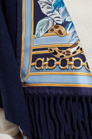 FERRAGAMO Poncho de caxemira com franjas