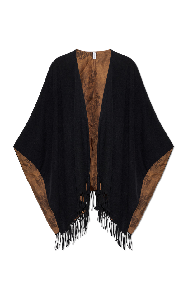 FERRAGAMO Double-sided poncho with fringes