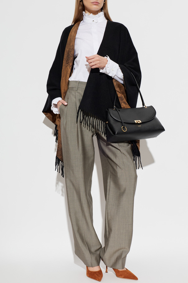 FERRAGAMO Double-sided poncho with fringes