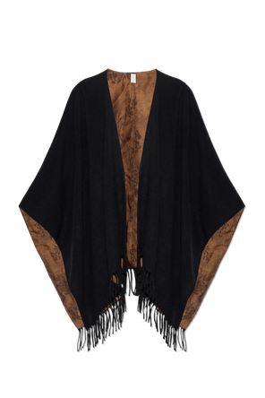 Double-sided poncho with fringes
