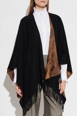 FERRAGAMO Double-sided poncho with fringes