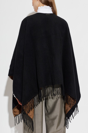 FERRAGAMO Double-sided poncho with fringes