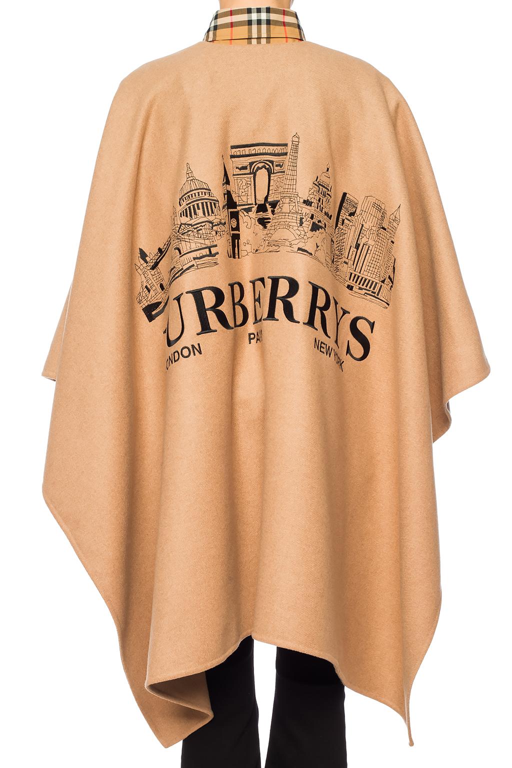 Brown Poncho with an embroidered logo Burberry - Vitkac Italy