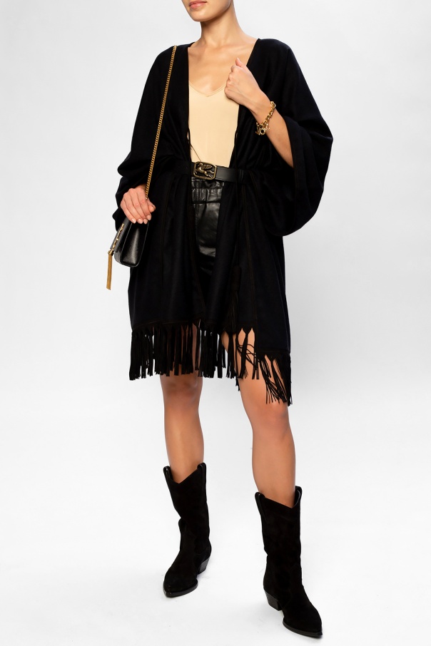 Saint Laurent Fringed cashmere poncho