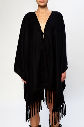 Saint Laurent Fringed cashmere poncho