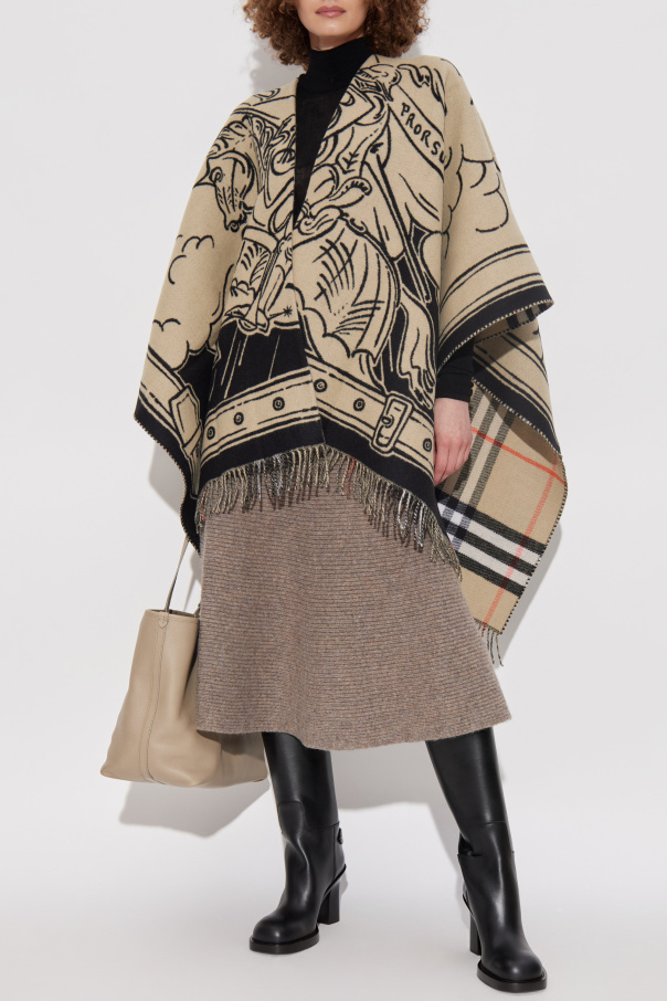 Burberry wool poncho with print
