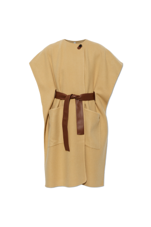 Cashmere poncho with leather belt