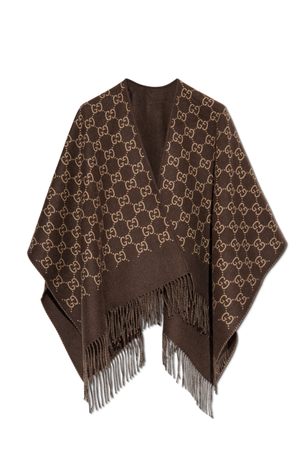 Wool poncho with "GG" pattern od Gucci