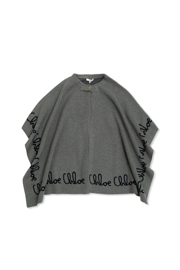 Cotton poncho with logo od Chloé Kids