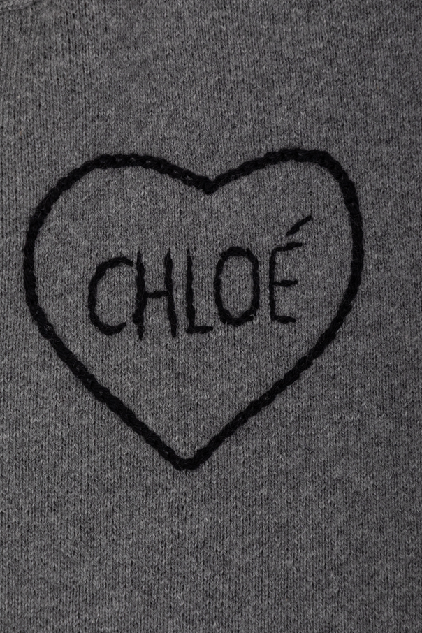 Chloé Kids Gray Logo Poncho by Chloé Kids