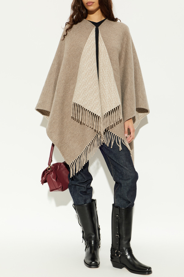 Fendi Wool Poncho with Fringes