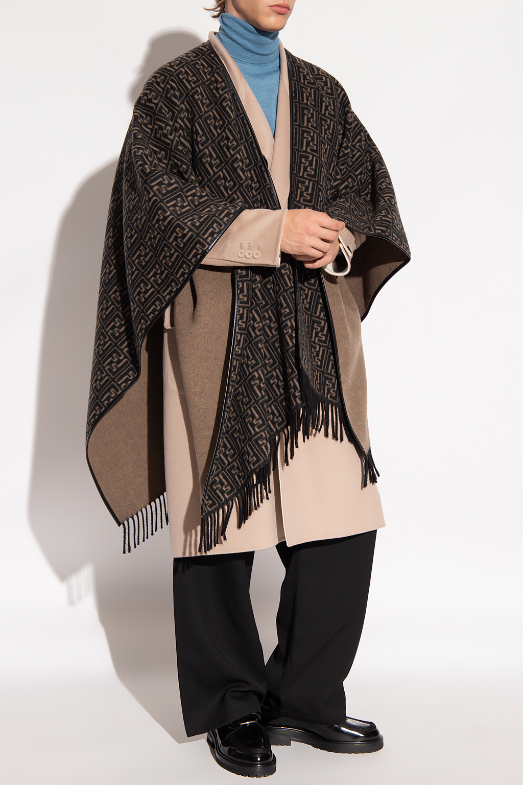 Fendi Wool poncho with monogram