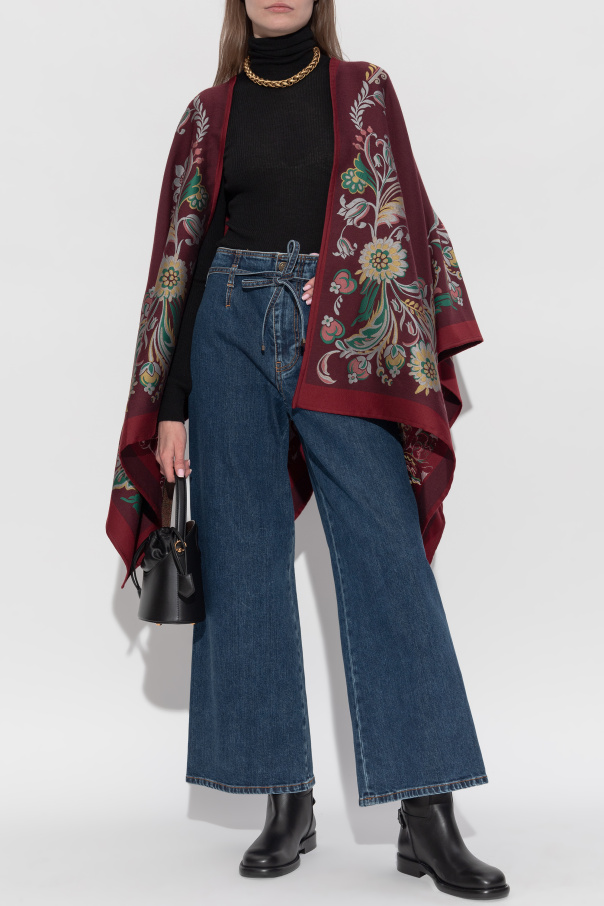 Etro Poncho com acabamento em lã