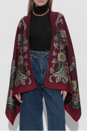 Etro Poncho com acabamento em lã