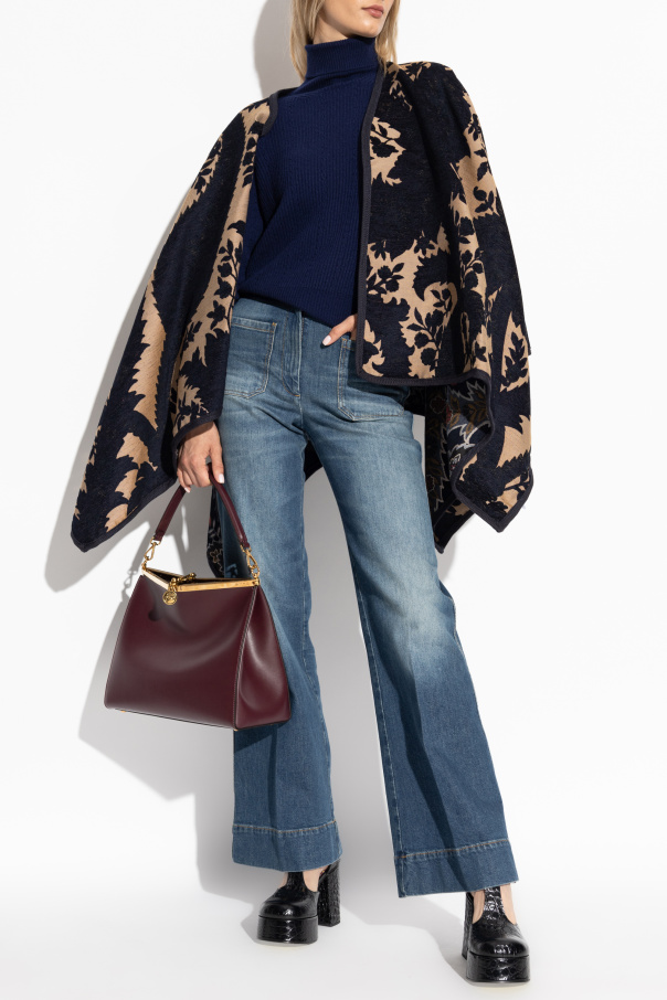 Etro Reversible poncho with floral pattern