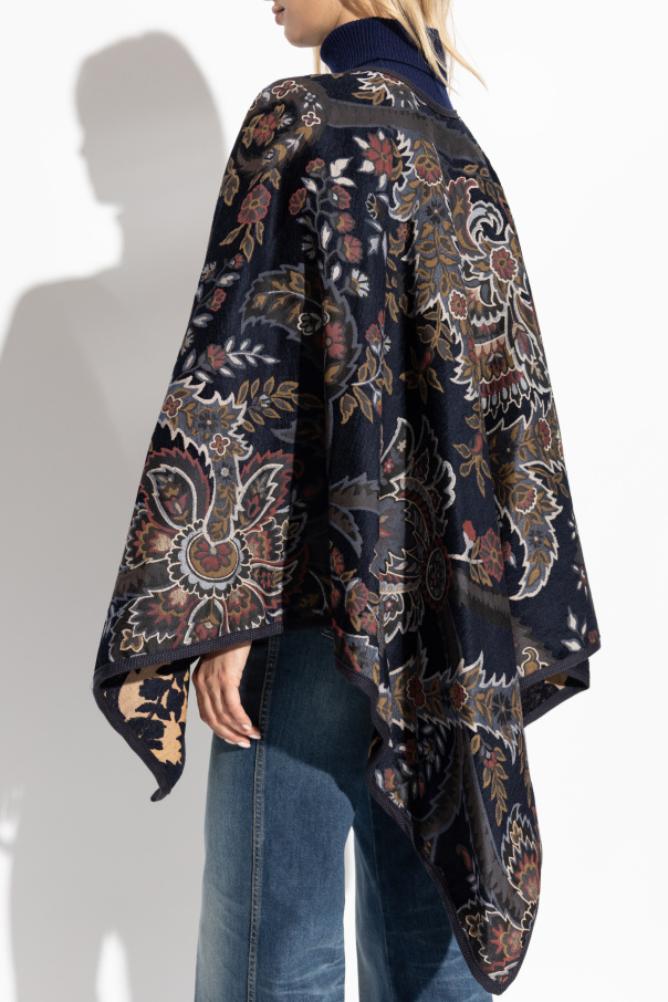 Etro Reversible poncho with floral pattern