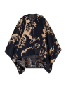 Etro BLACK Reversible poncho with floral pattern