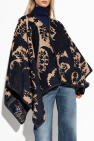 Etro BLACK Reversible poncho with floral pattern