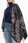 Etro BLACK Reversible poncho with floral pattern