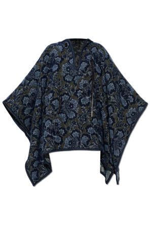 Poncho with floral motif