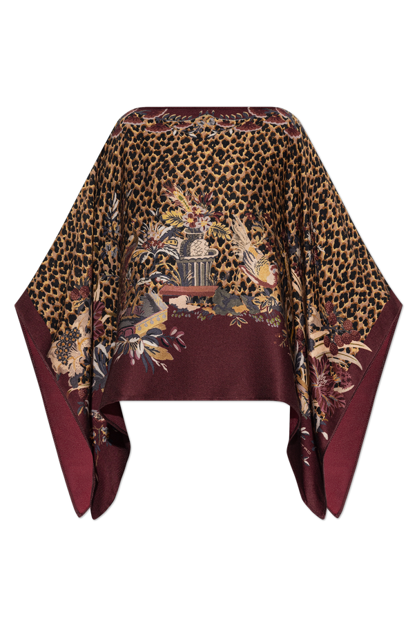 Wool poncho with animal motif od Etro