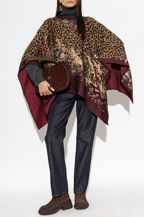 Etro Wollponcho mit Tiermotiv