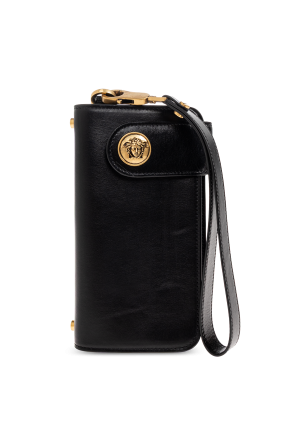 Leather wallet with wrist strap