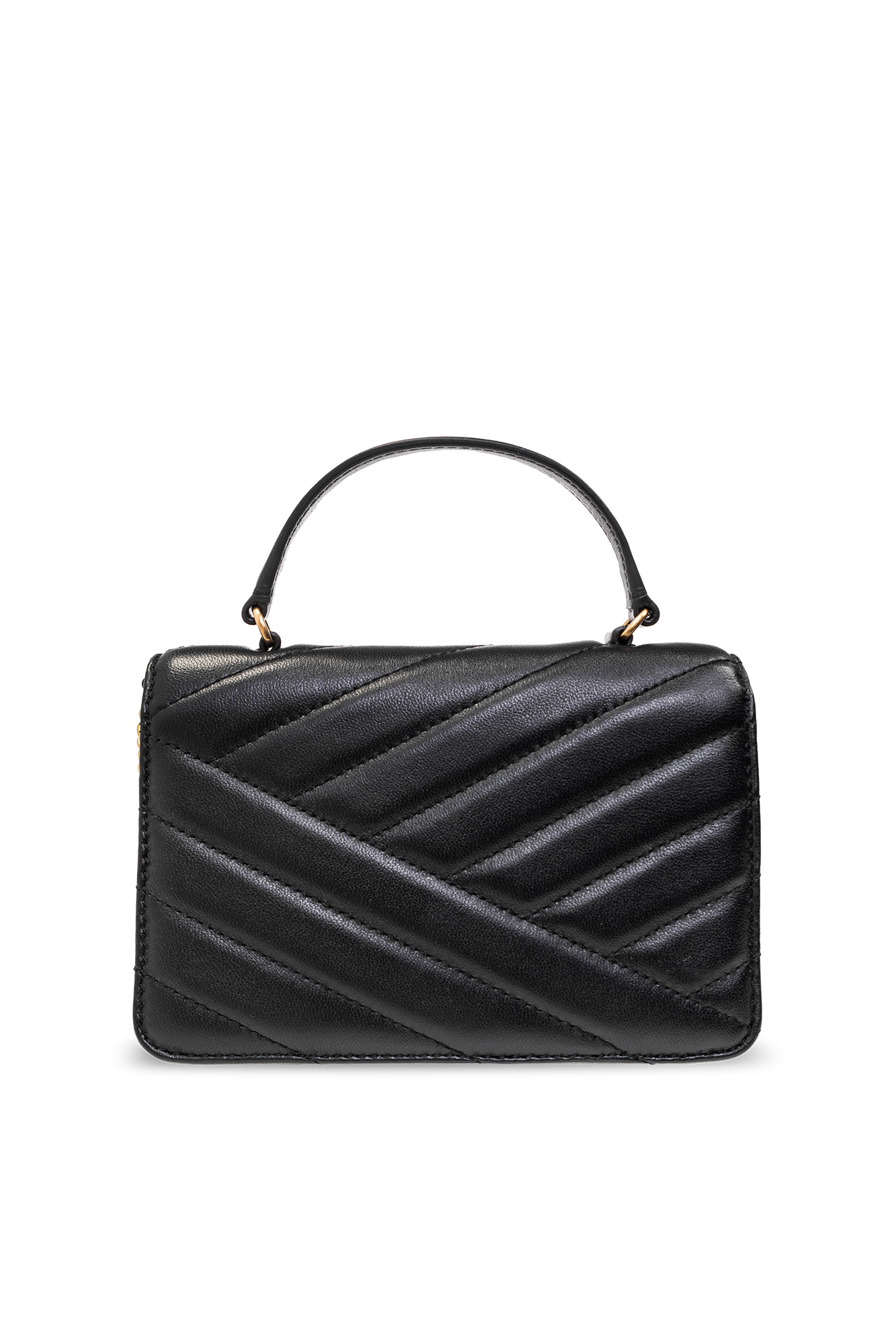 Tory Burch Mini Kira Chevron Quilted Leather Top Handle Bag in Metallic