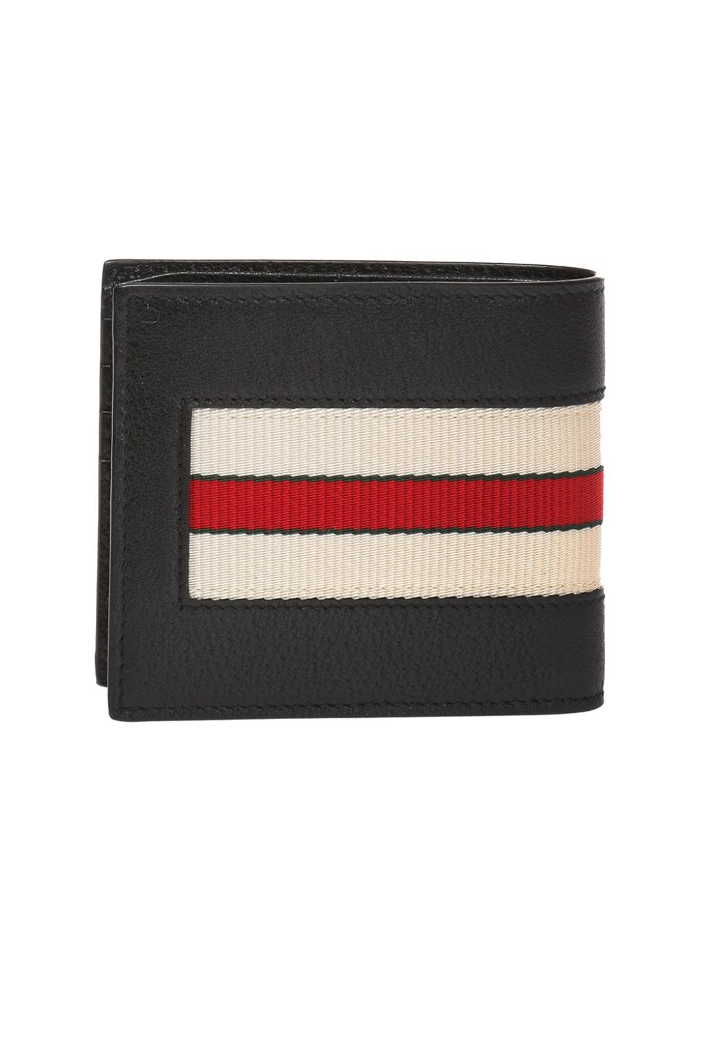 Gucci Unisex Black Leather Wallet with White Red Web Script Logo 408827  1094