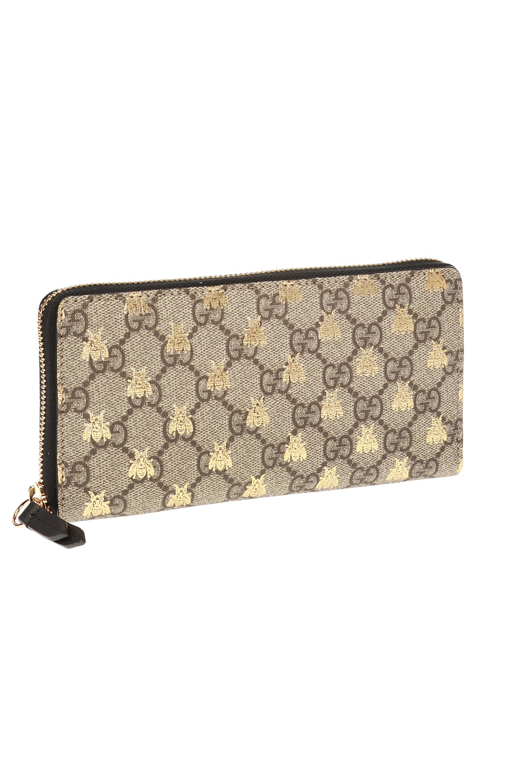 gucci brown leather motif wallet