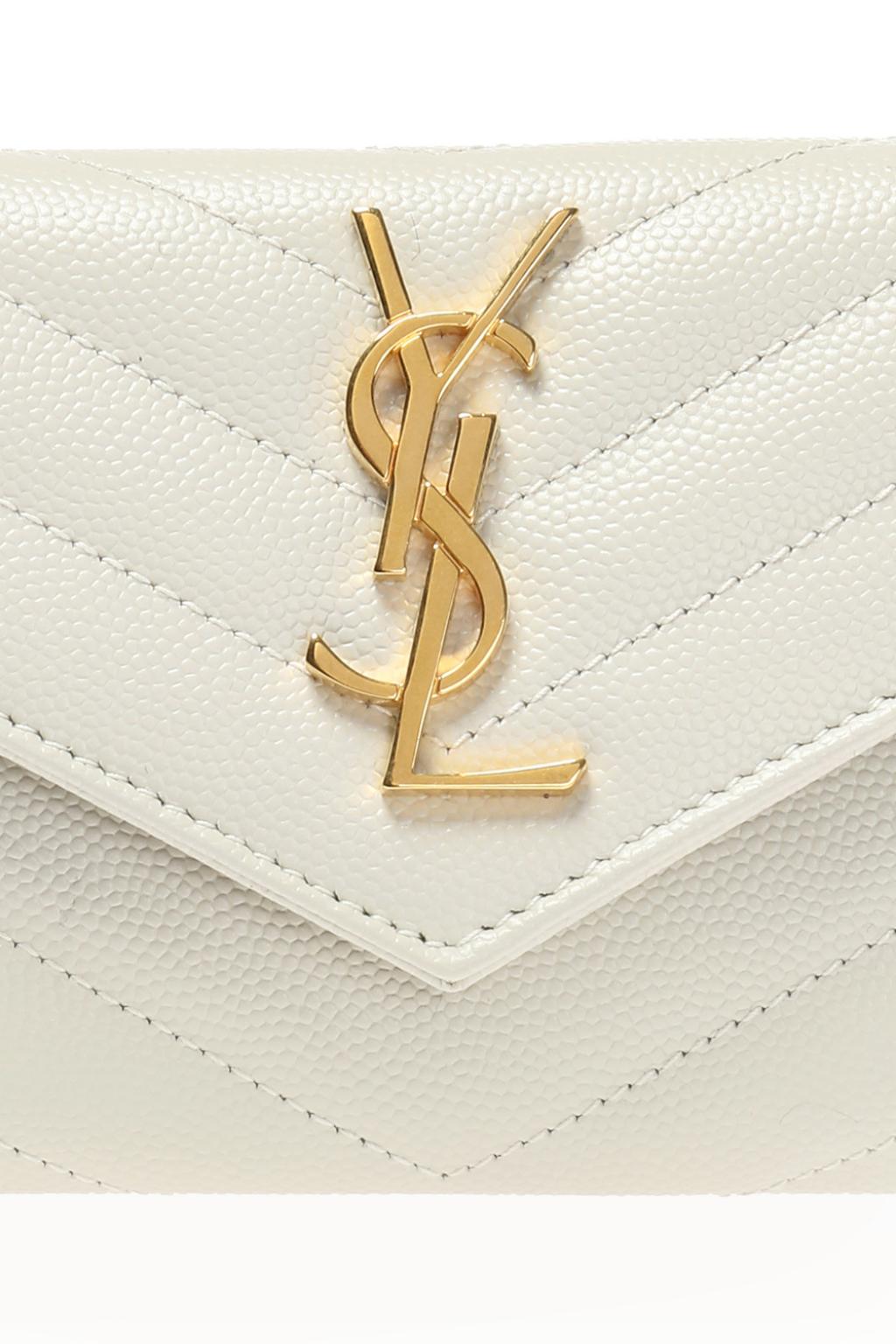 Saint Laurent beige Quilted Leather Card Case