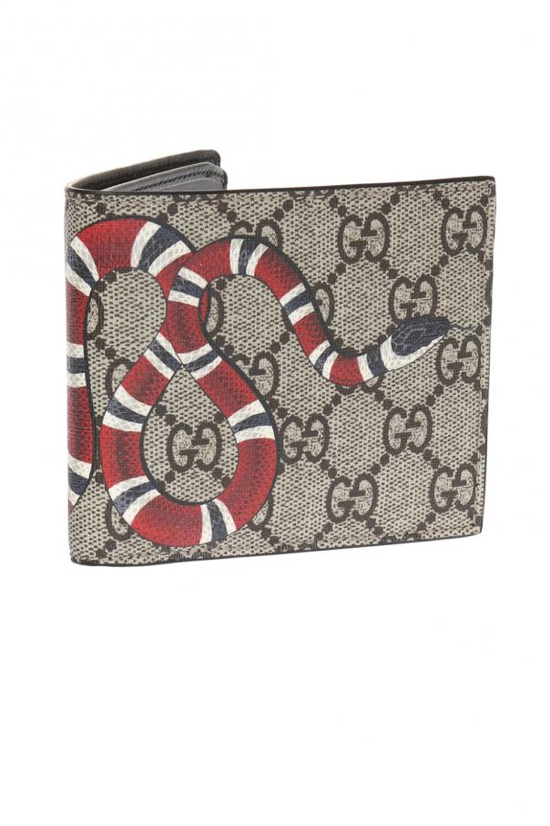 GUCCI Supreme Monogram Tiger Print Bifold Wallet Beige 451268