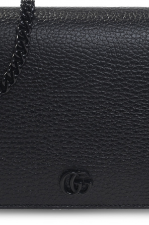 gucci Leather ‘GG Marmont’ wallet with chain