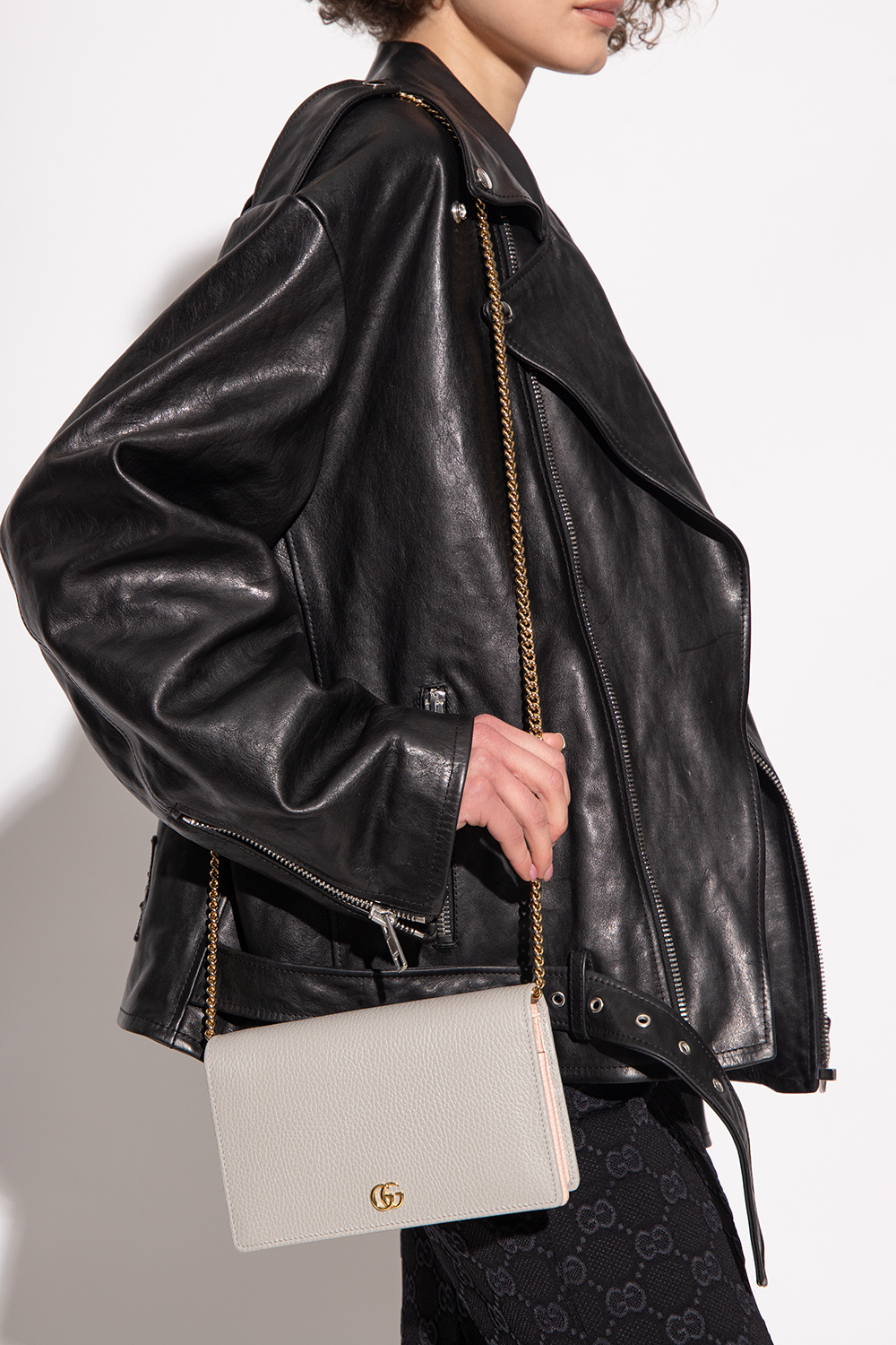 Gucci Gg Marmont Leather Mini Chain Bag in Grey