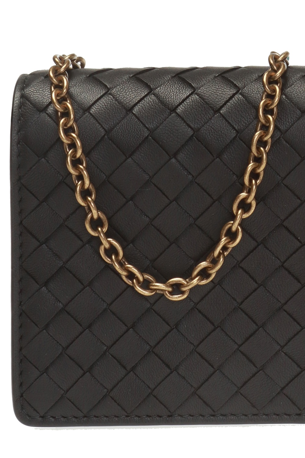 Bottega Veneta Intrecciato Wallet on Chain - Black - Woman - Calfskin