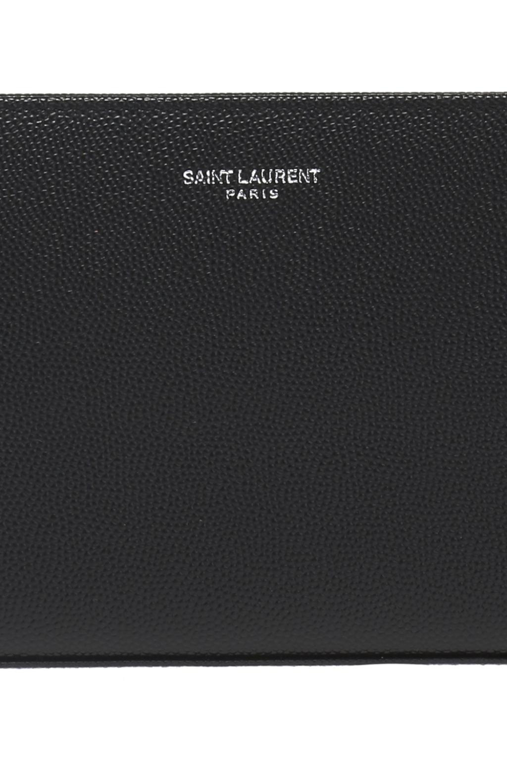 Saint Laurent Saint Laurent logo-plaque leather wallet Grün