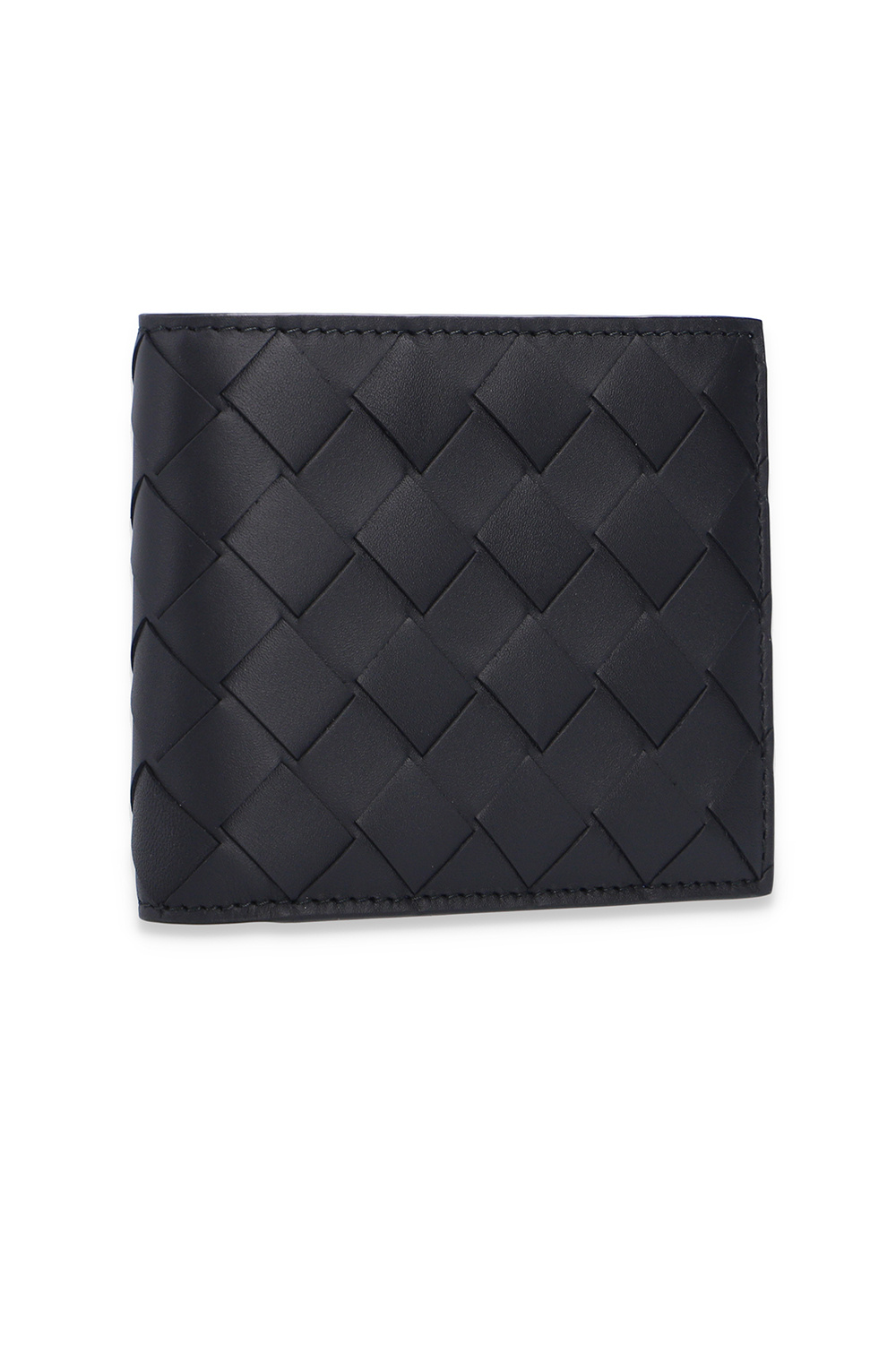 Bottega Veneta Intrecciato Shiny Leather Bi-Fold Wallet, Black