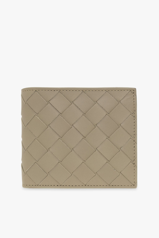 Bottega flared-leg Veneta Leather wallet with ‘Intrecciato’ weave
