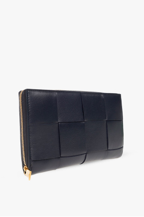 bottega ribbed Veneta Leather wallet with ‘Intreccio’ weave