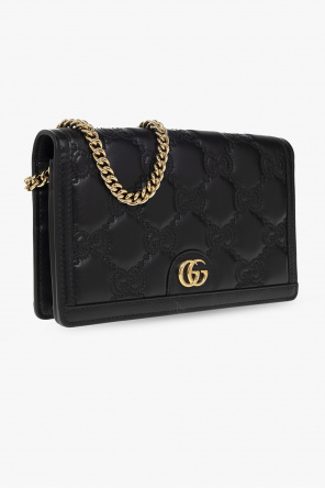 gucci embroidered Leather wallet with chain