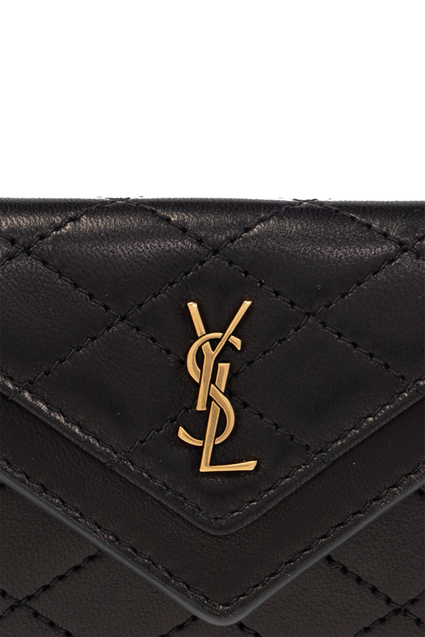 Saint Laurent Uptown Leather Card Case Black