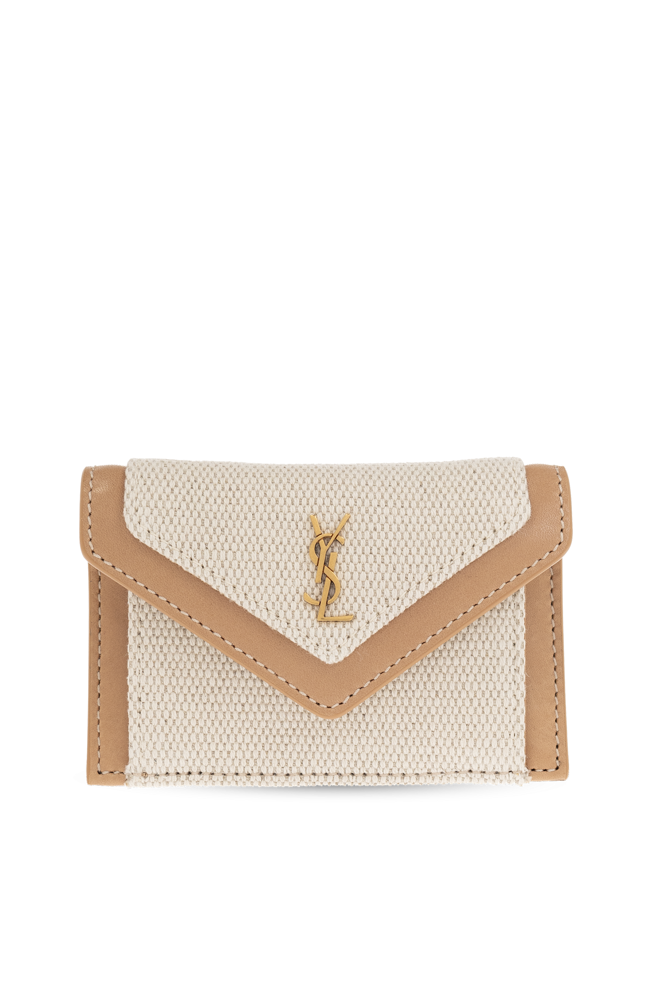 Uptown leather-trimmed cotton-canvas pouch