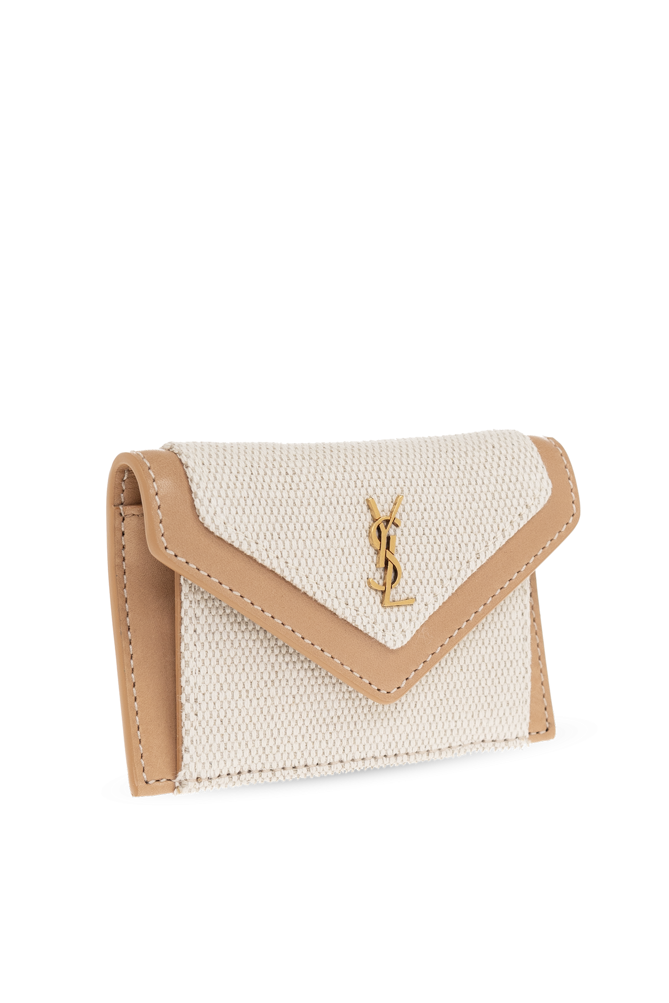 SAINT LAURENT Uptown leather-trimmed cotton-canvas pouch