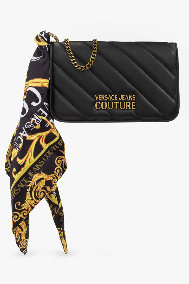 Versace Jeans Couture Stripe cotton dress with lace up at the neck and contrast embroideries