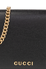 Gucci BLACK Leather wallet on chain